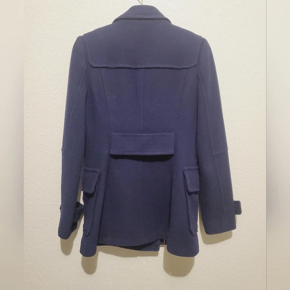 Sinclaire 10 Wool Pea Coat Trench Coat Double Brrasted Navy Blue Size 4 - Picture 4 of 6